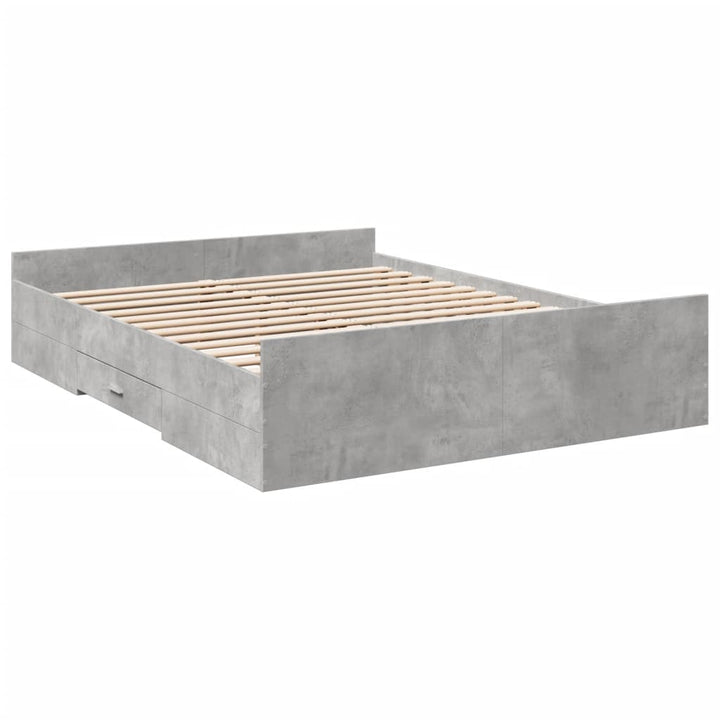 sengeramme med skuffer 140x200 cm konstrueret træ betongrå