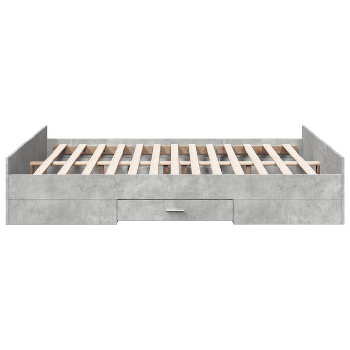 sengeramme med skuffer 140x200 cm konstrueret træ betongrå