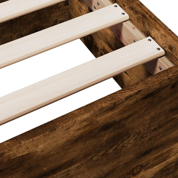 sengeramme med skuffer 140x200 cm konstrueret træ røget eg