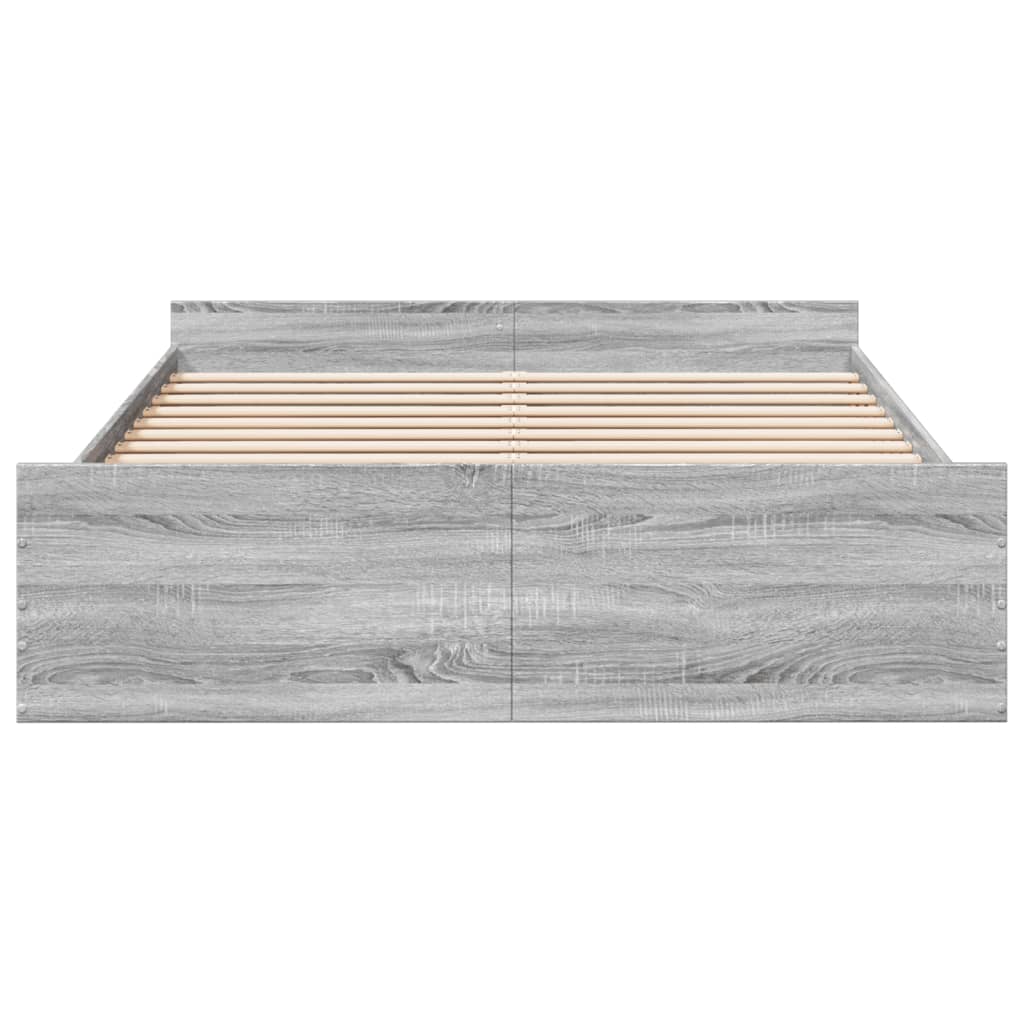 sengeramme med skuffer 140x200 cm konstrueret træ grå sonoma-eg
