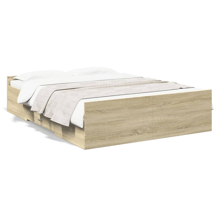 sengeramme med skuffer 120x200 cm konstrueret træ sonoma-eg