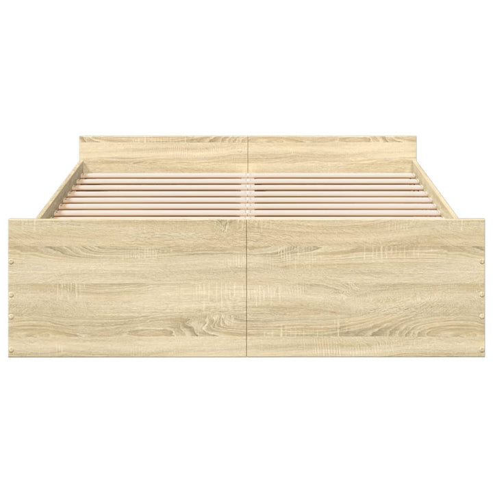 sengeramme med skuffer 120x200 cm konstrueret træ sonoma-eg