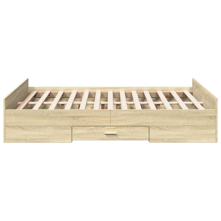 sengeramme med skuffer 120x200 cm konstrueret træ sonoma-eg