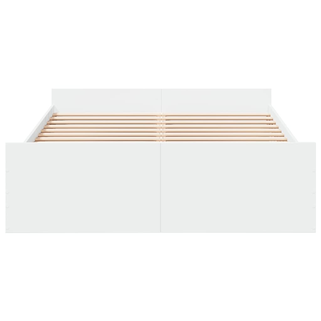 sengeramme med skuffer 135x190 cm konstrueret træ hvid højglans