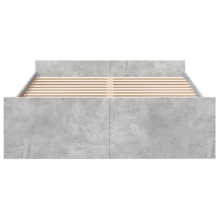 sengeramme med skuffer 135x190 cm konstrueret træ betongrå
