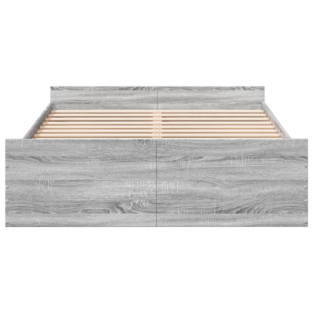 sengeramme med skuffer 135x190 cm konstrueret træ grå sonoma-eg