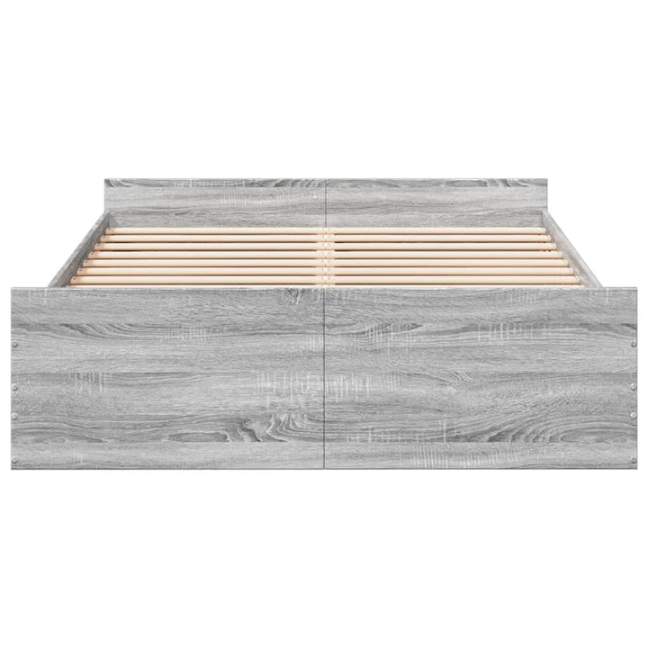 sengeramme med skuffer 135x190 cm konstrueret træ grå sonoma-eg