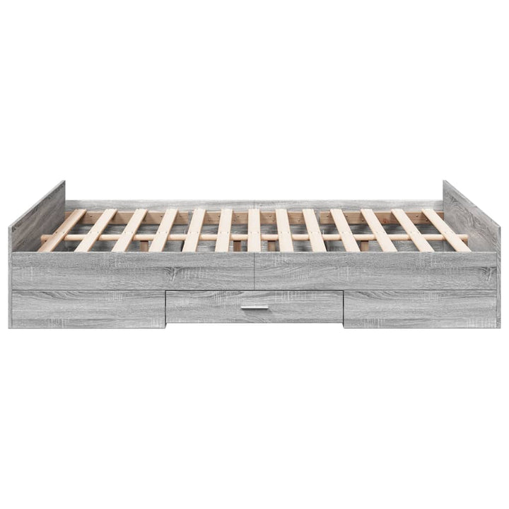 sengeramme med skuffer 135x190 cm konstrueret træ grå sonoma-eg