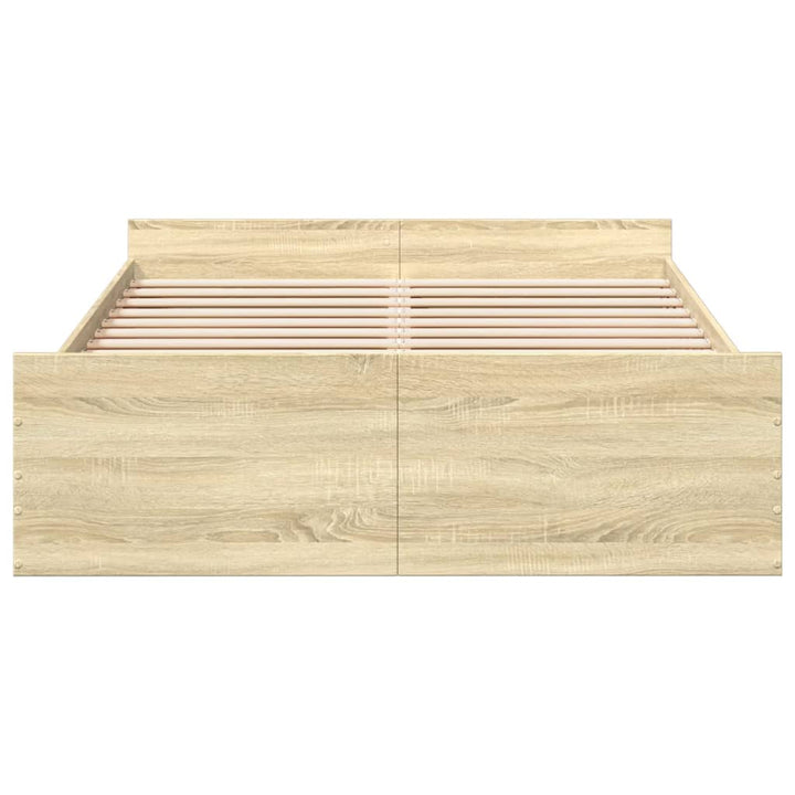 sengeramme med skuffer 120x190 cm konstrueret træ sonoma-eg