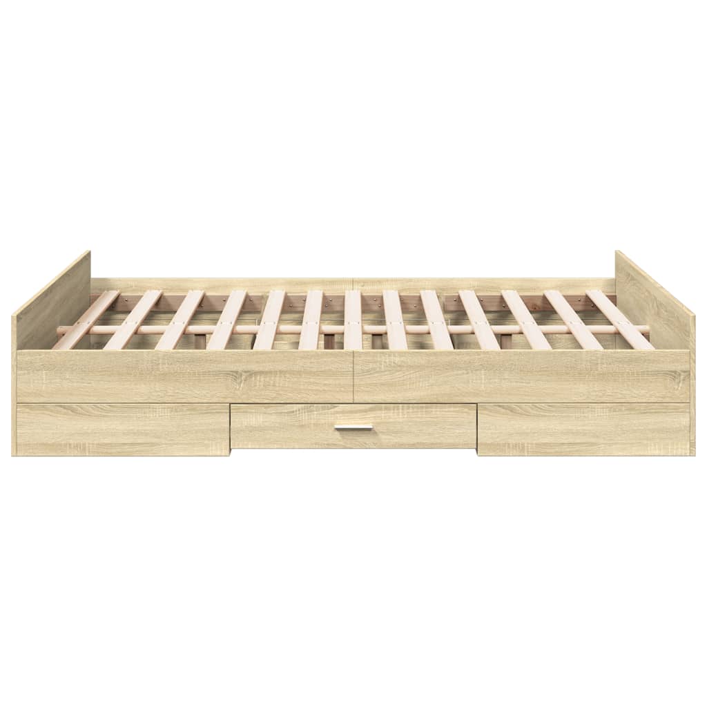 sengeramme med skuffer 120x190 cm konstrueret træ sonoma-eg