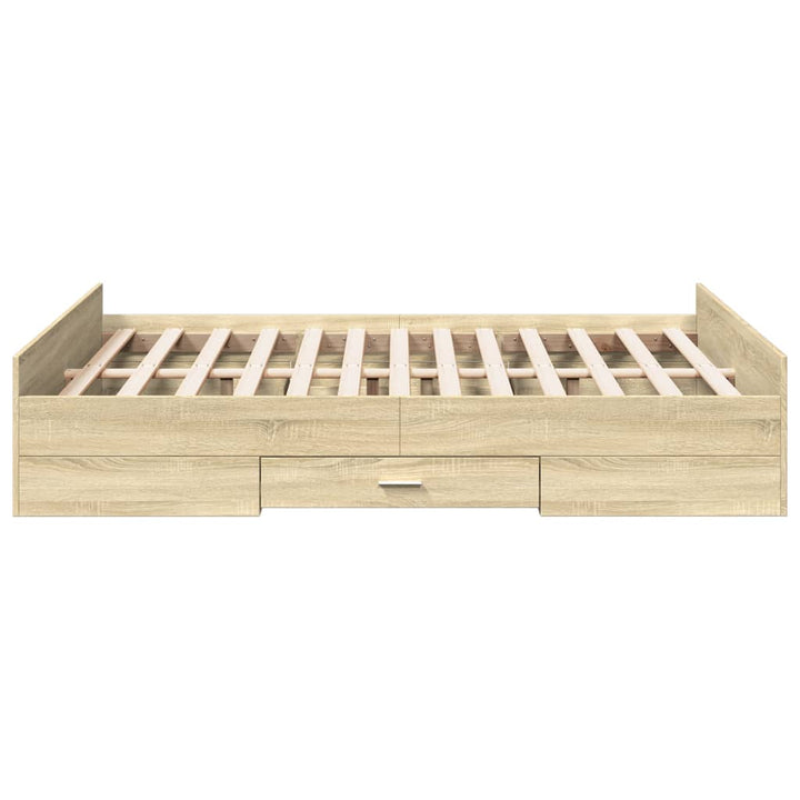 sengeramme med skuffer 120x190 cm konstrueret træ sonoma-eg
