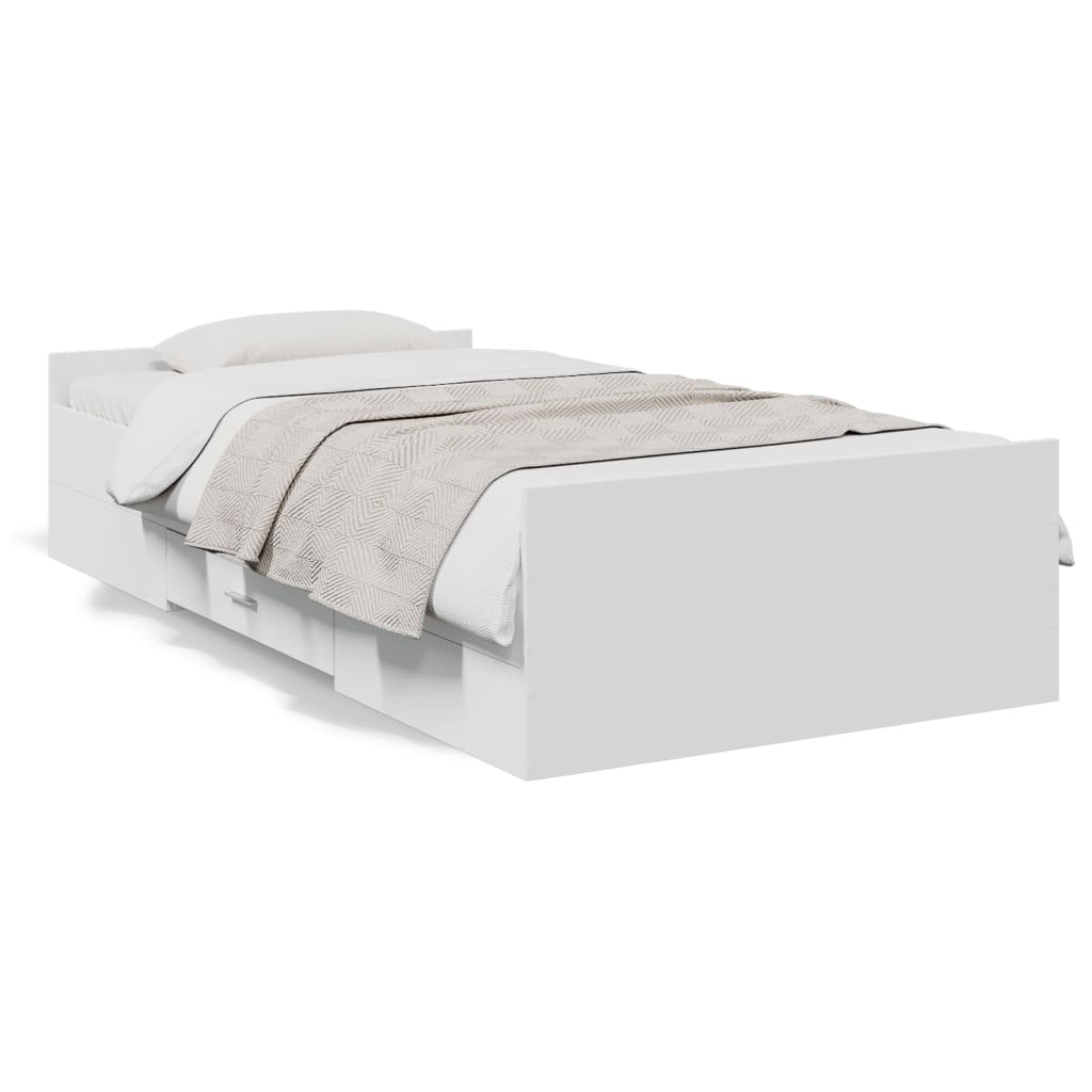 sengeramme med skuffer 100x200 cm konstrueret træ hvid