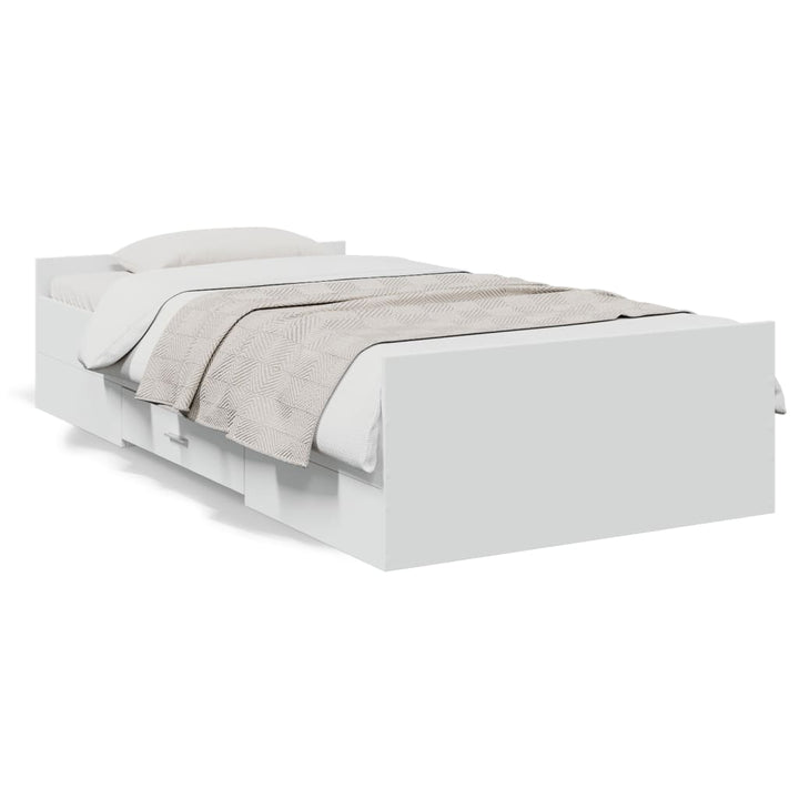 sengeramme med skuffer 100x200 cm konstrueret træ hvid