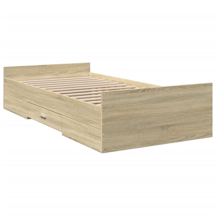 sengeramme med skuffer 100x200 cm konstrueret træ sonoma-eg