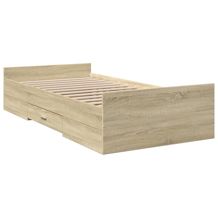 sengeramme med skuffer 90x200 cm konstrueret træ sonoma-eg