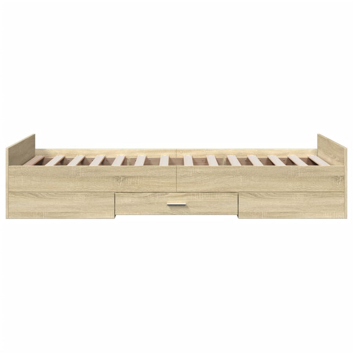 sengeramme med skuffer 90x200 cm konstrueret træ sonoma-eg