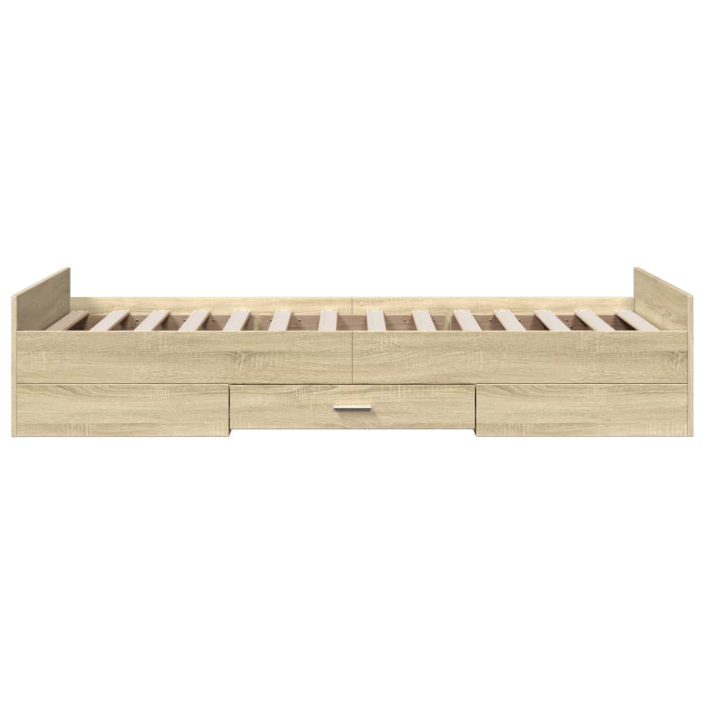 sengeramme med skuffer 90x190 cm konstrueret træ sonoma-eg
