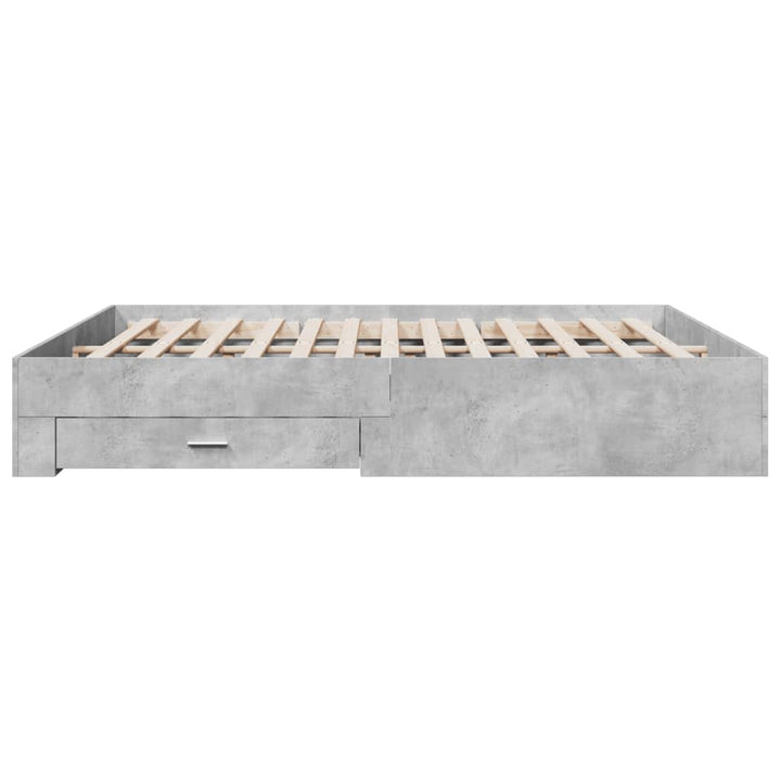 sengeramme med skuffer 200x200 cm konstrueret træ betongrå