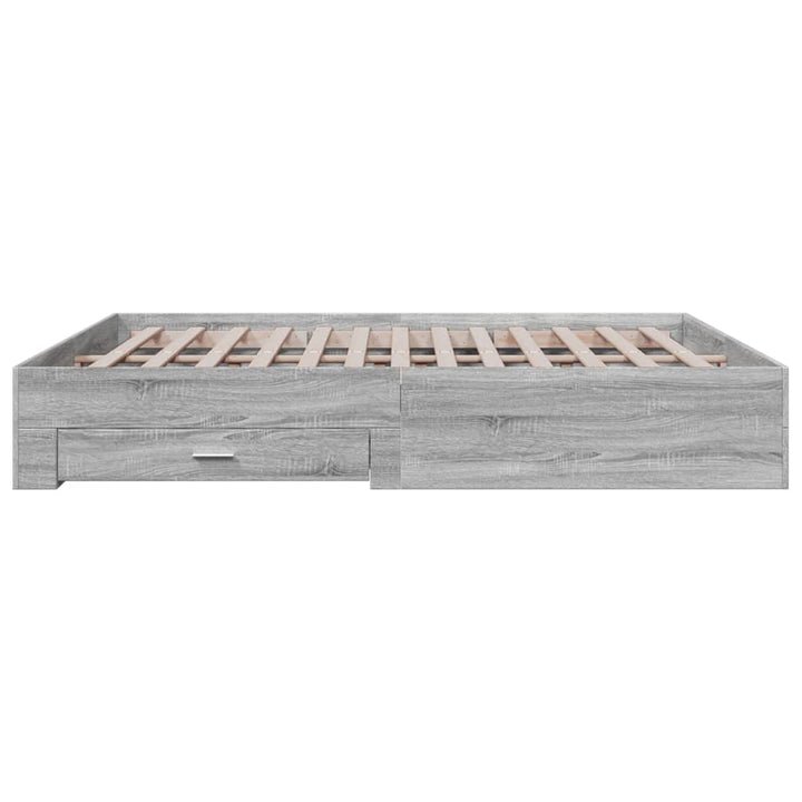 sengeramme med skuffer 200x200 cm konstrueret træ grå sonoma-eg