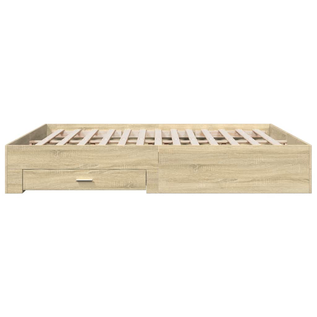 sengeramme med skuffer 180x200 cm konstrueret træ sonoma-eg