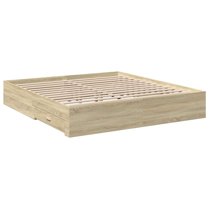 sengeramme med skuffer 180x200 cm konstrueret træ sonoma-eg