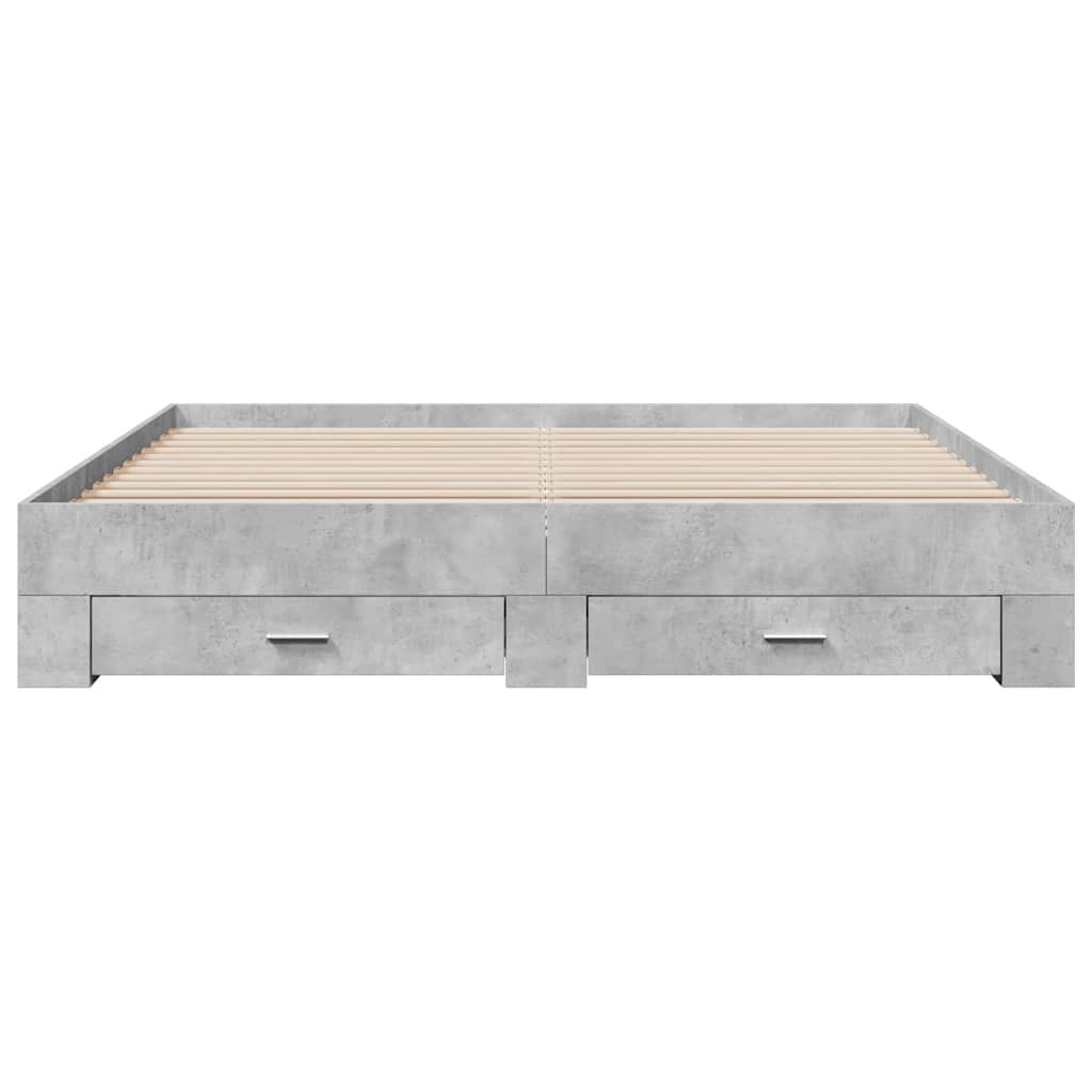 sengeramme med skuffer 180x200 cm konstrueret træ betongrå