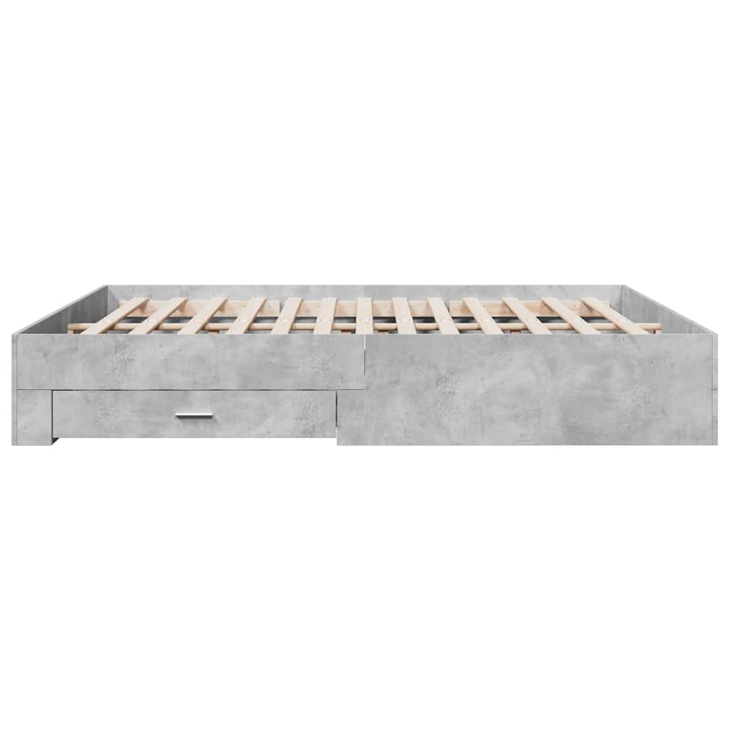 sengeramme med skuffer 180x200 cm konstrueret træ betongrå