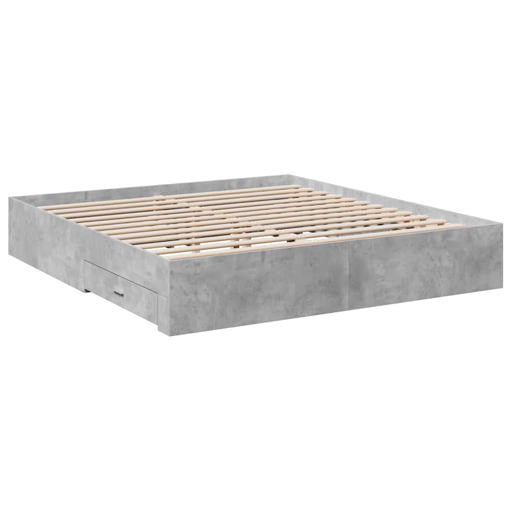 sengeramme med skuffer 180x200 cm konstrueret træ betongrå
