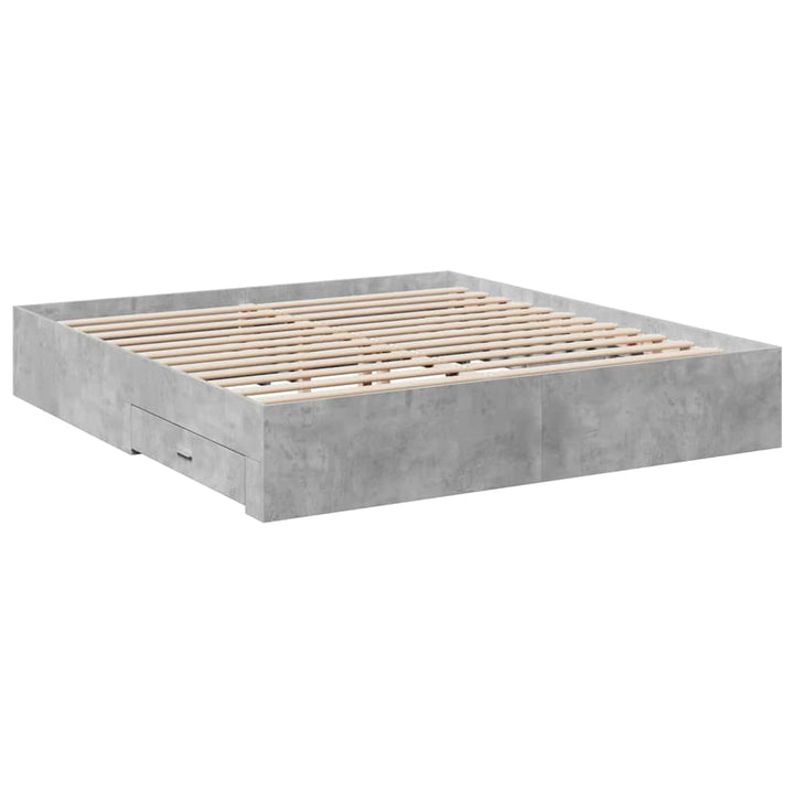 sengeramme med skuffer 180x200 cm konstrueret træ betongrå