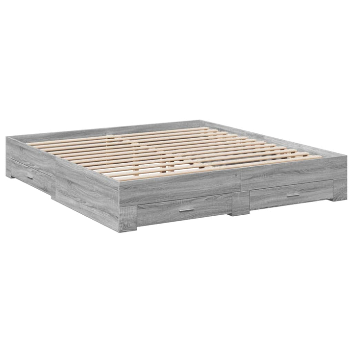 sengeramme med skuffer 180x200 cm konstrueret træ grå sonoma-eg