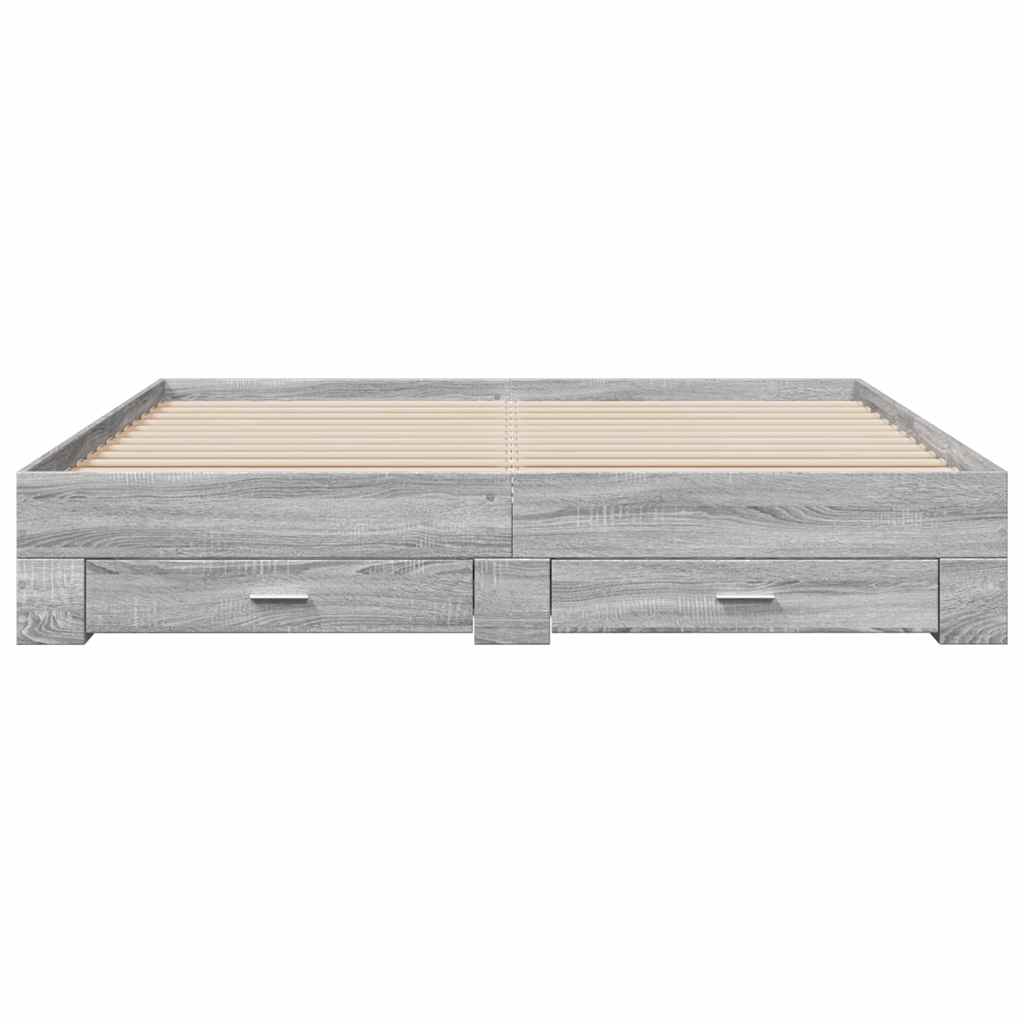 sengeramme med skuffer 180x200 cm konstrueret træ grå sonoma-eg