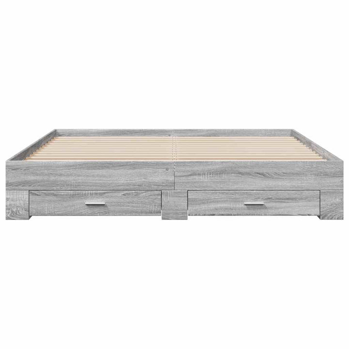 sengeramme med skuffer 180x200 cm konstrueret træ grå sonoma-eg