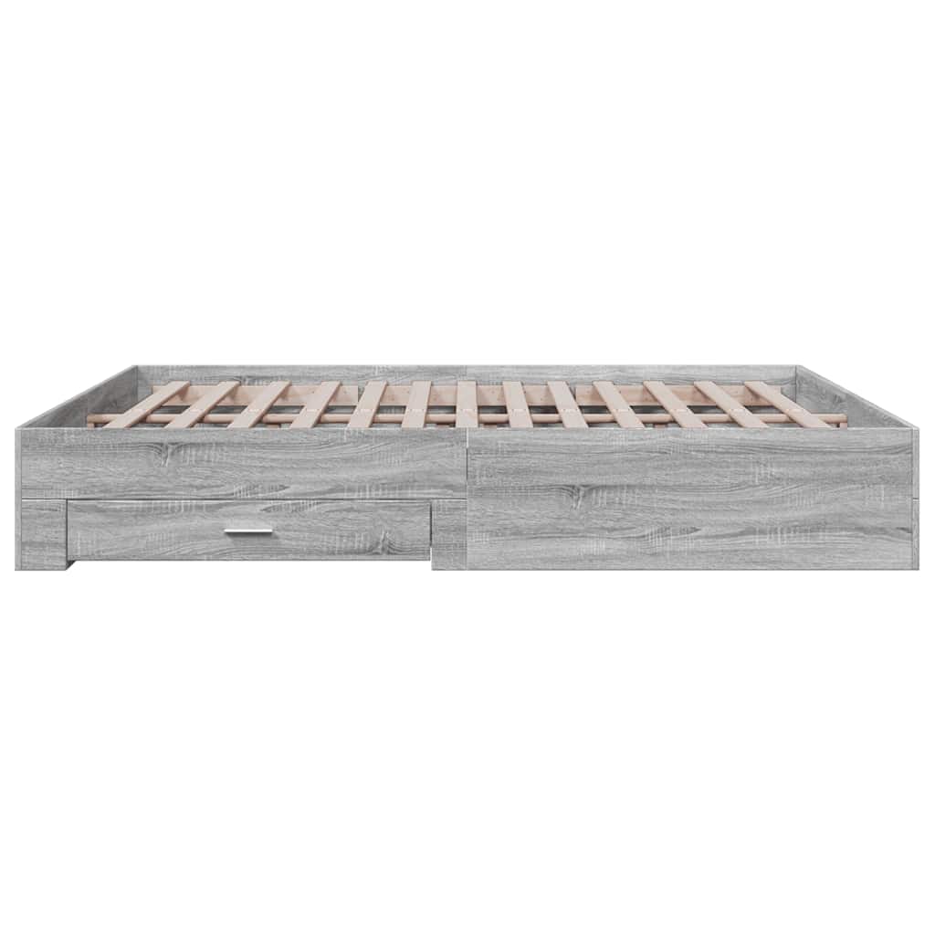 sengeramme med skuffer 180x200 cm konstrueret træ grå sonoma-eg