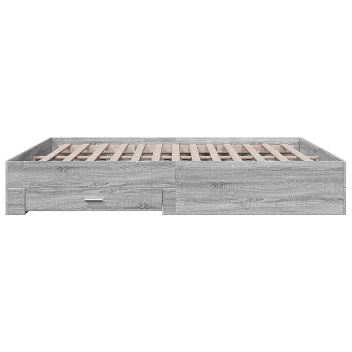 sengeramme med skuffer 180x200 cm konstrueret træ grå sonoma-eg