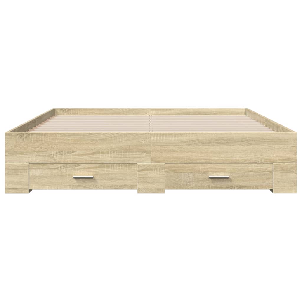 sengeramme med skuffer 160x200 cm konstrueret træ sonoma-eg