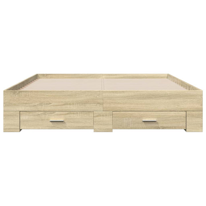 sengeramme med skuffer 160x200 cm konstrueret træ sonoma-eg