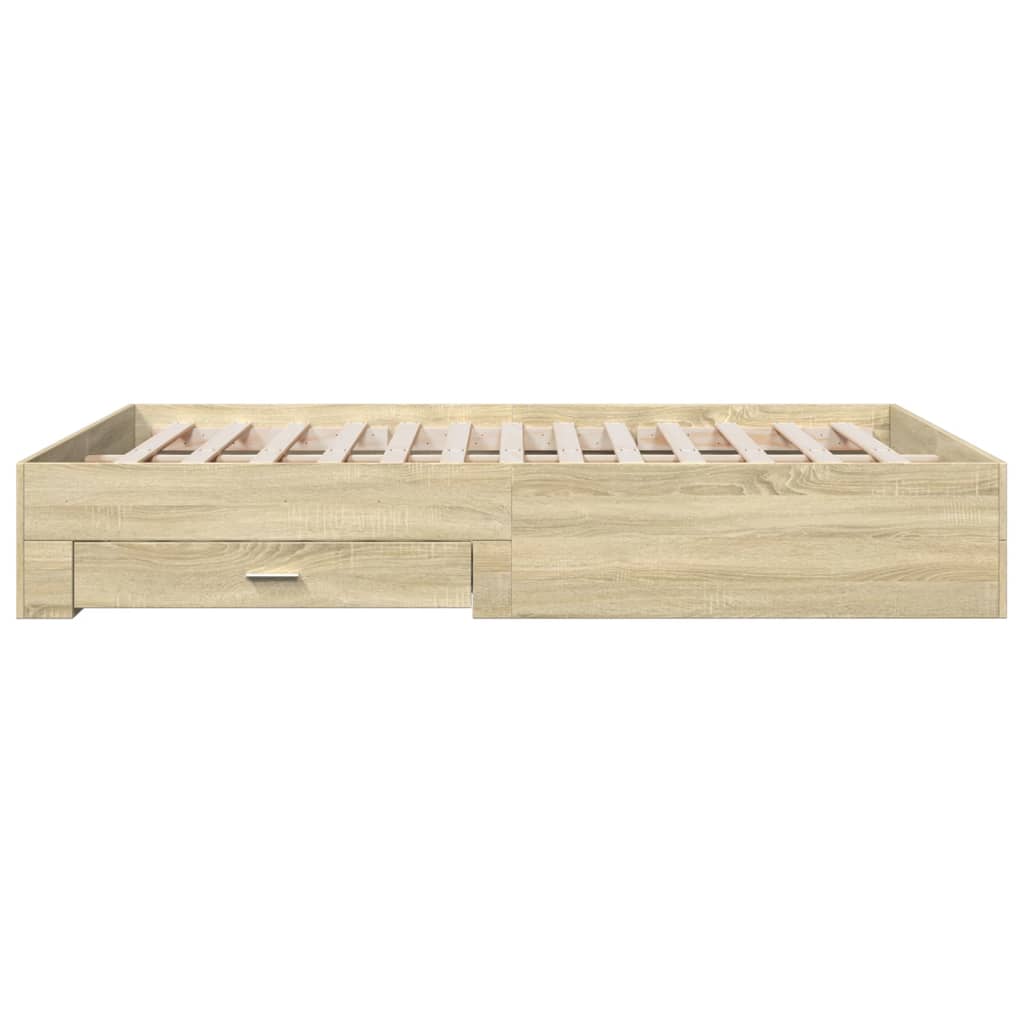 sengeramme med skuffer 160x200 cm konstrueret træ sonoma-eg