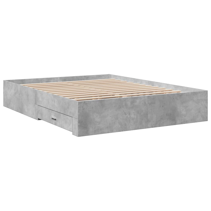 sengeramme med skuffer 160x200 cm konstrueret træ betongrå
