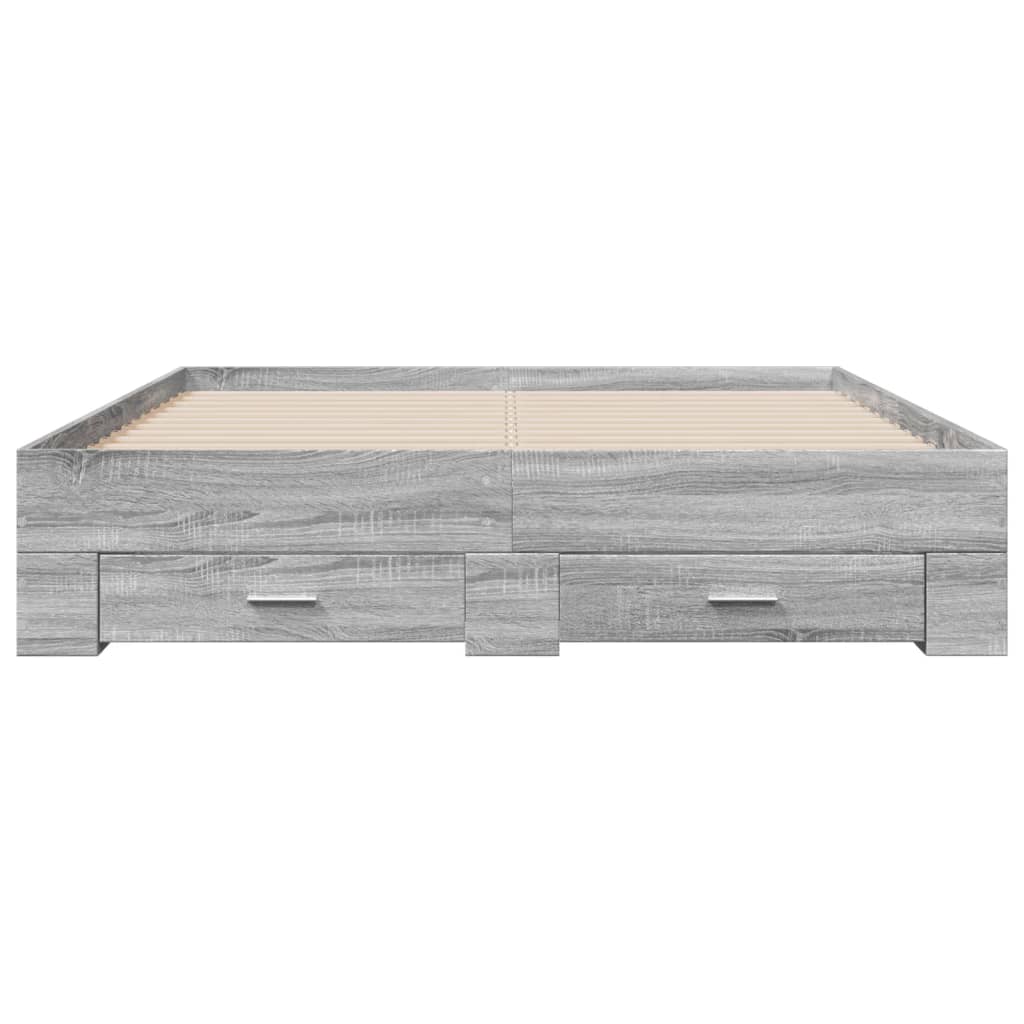 sengeramme med skuffer 160x200 cm konstrueret træ grå sonoma-eg