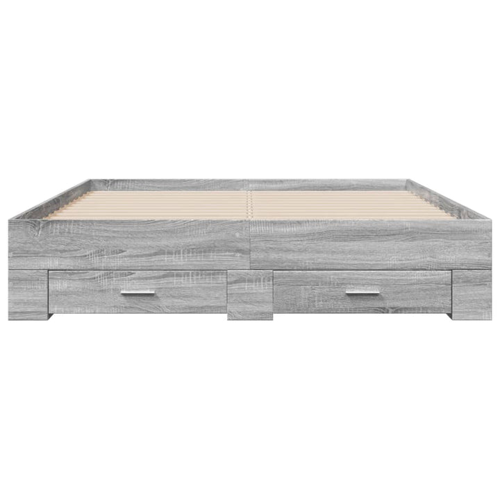 sengeramme med skuffer 160x200 cm konstrueret træ grå sonoma-eg