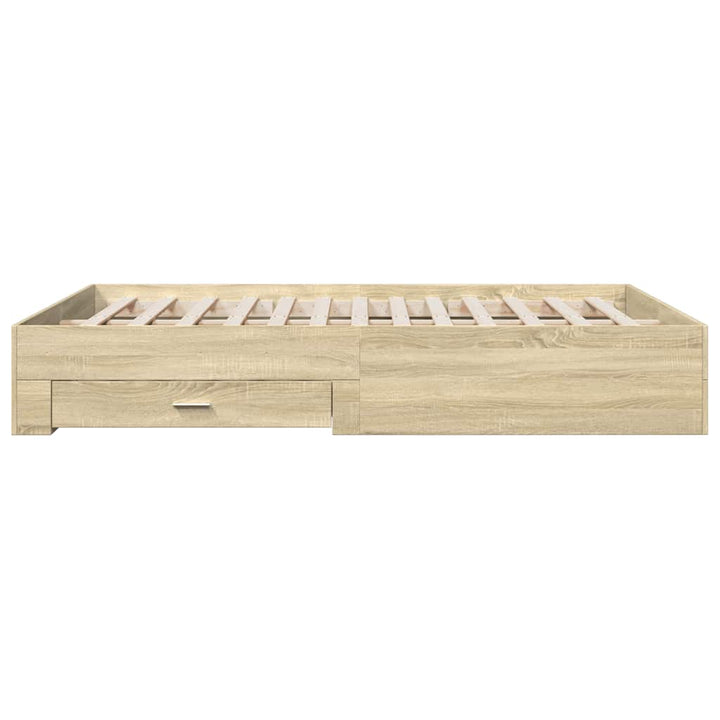 sengeramme med skuffer 150x200 cm konstrueret træ sonoma-eg