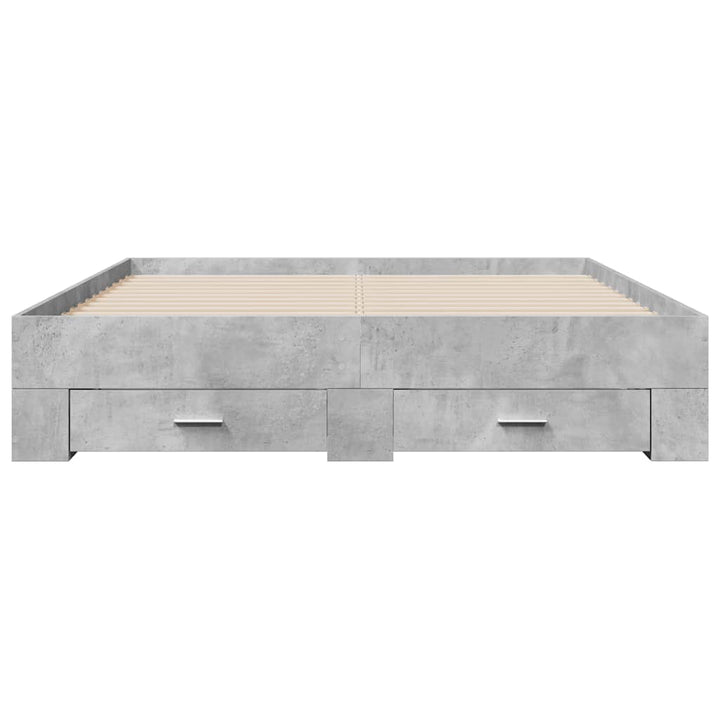 sengeramme med skuffer 150x200 cm konstrueret træ betongrå