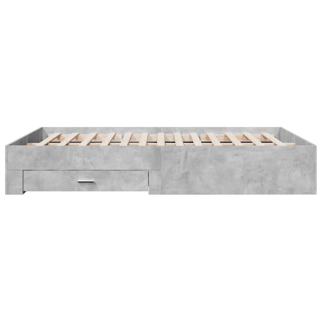 sengeramme med skuffer 150x200 cm konstrueret træ betongrå