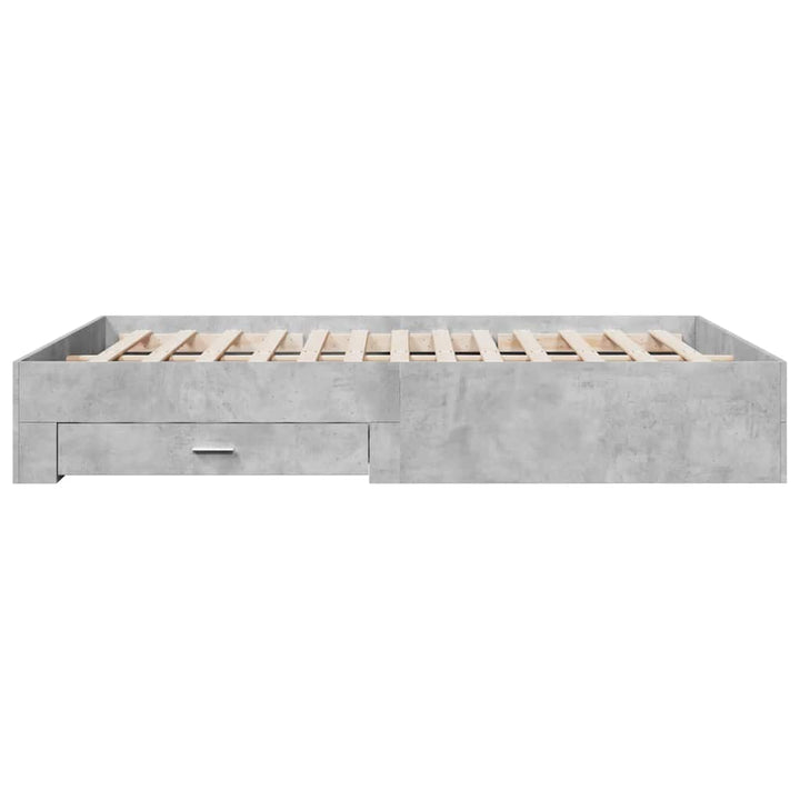 sengeramme med skuffer 150x200 cm konstrueret træ betongrå