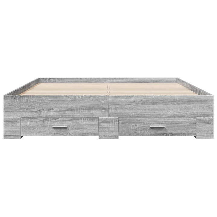 sengeramme med skuffer 150x200 cm konstrueret træ grå sonoma-eg