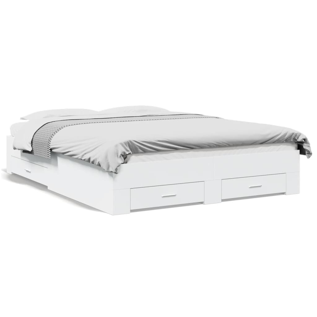 sengeramme med skuffer 140x200 cm konstrueret træ hvid