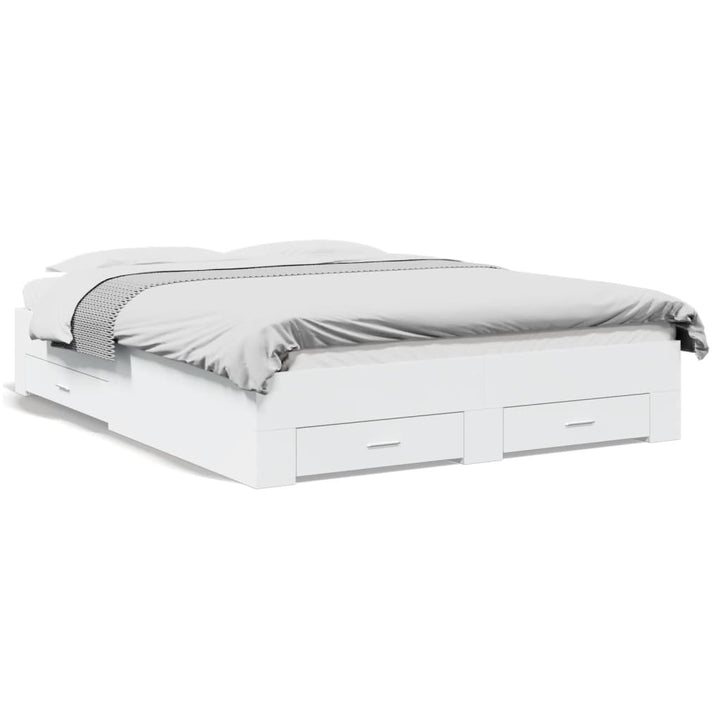 sengeramme med skuffer 140x200 cm konstrueret træ hvid