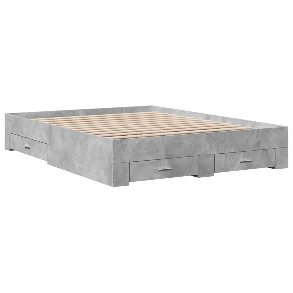 sengeramme med skuffer 140x200 cm konstrueret træ betongrå