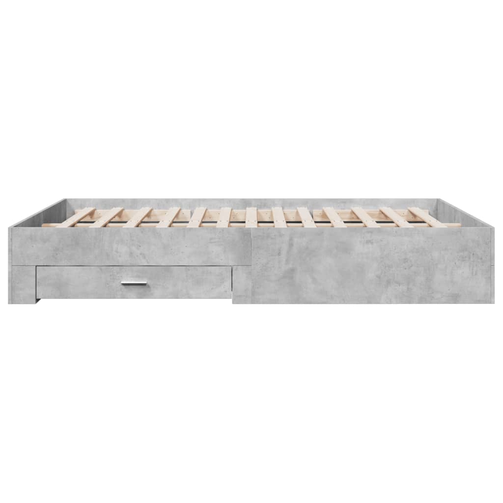 sengeramme med skuffer 140x200 cm konstrueret træ betongrå