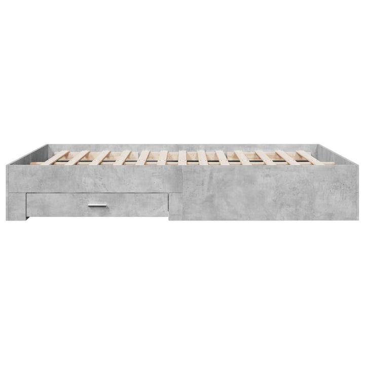 sengeramme med skuffer 140x200 cm konstrueret træ betongrå